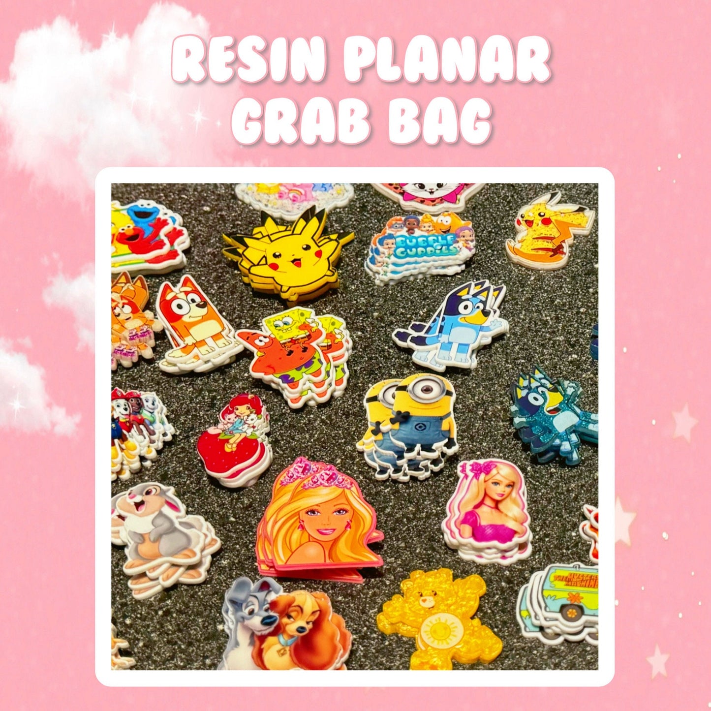Resin Planar Grab Bags, Hair Bow Centers, Deco Paci Making Supplies