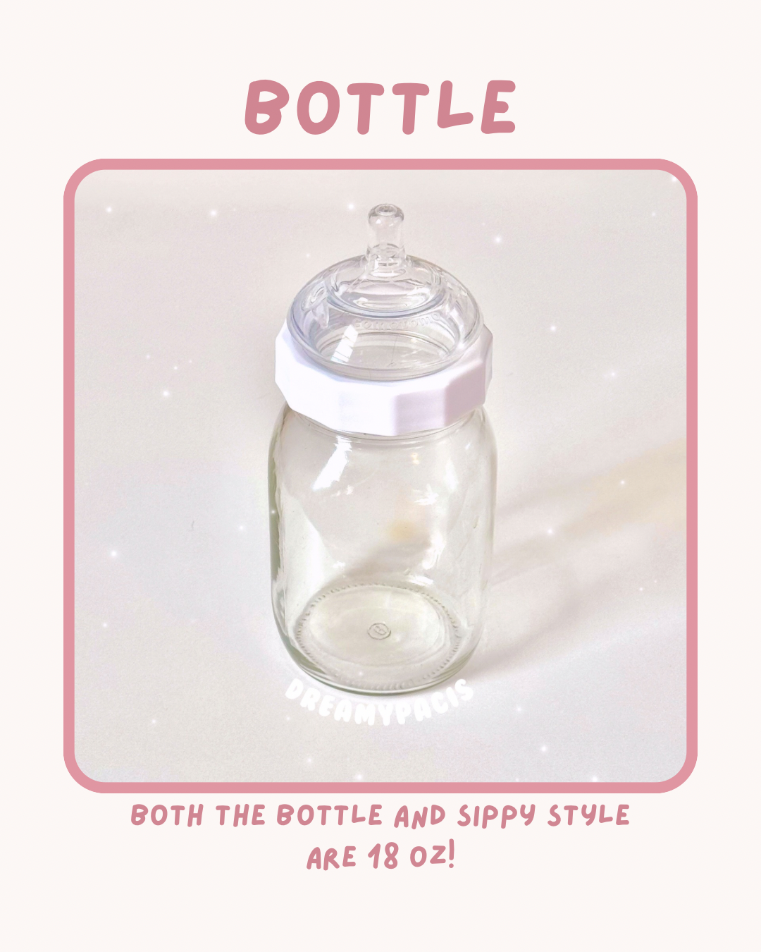 Glass Adult Bottle or Adult Sippy Cup 18oz
